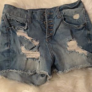 High waisted jean shorts